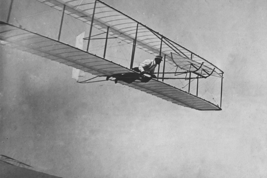 The first flight of the wright brothers - against the better judgement of the scientific experts of the time. Source: Wikipedia