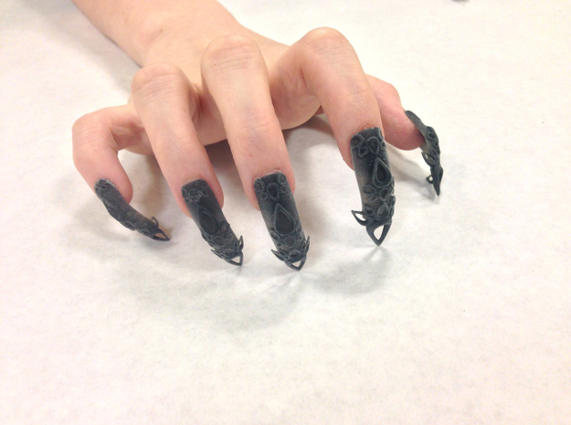 3D printed fingernails by TheLaserGirls. Offered for sale on Shapeways.